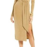 Good American  NWT Gold Shimmer Wrap Midi Dress Size 1 Photo 0