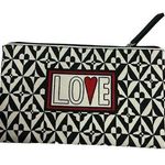 Brighton Love Cotton Canvas Cosmetic Pouch Makeup Bag Black White Heart Photo 0