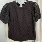 Elizabeth and James Women's  Crewneck Volume-Sleeve Eyelet Blouse - Size‎ small Photo 0