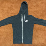 Nike Full Zip Hooded Sweatshirt Dark Heather Gray Womens Size S Swoosh Pockets Photo 0