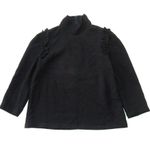 Sézane NWT Jackie Blouse in Noir Black Ruffle Shoulder Crepe Top 36 US 4 Photo 3