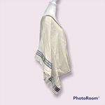 Peck & Peck Peck &‎ Peck Cream Linen V-Neck Poncho Top Size L Striped Trim Casual Photo 3