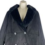 Ralph Lauren Lauren  Double Breasted Faux Shearling Coat Black Size XL Photo 5