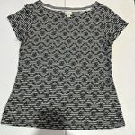 Anthropologie Top XS Womens Shirt Black White Stripe Floral Embroidered Photo 1