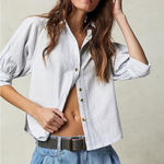 Free People  We The Free Ellie Stripe In Blue Combo Top Size XS Photo 0