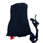 EGO  - Frill Side Bandeau Denim Mini Dress in Black Photo 0