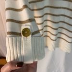 Jones New York Crew Neck White Sweater with Gold Stripes 3/4 sleeves Size XL Photo 4