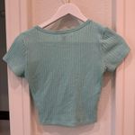 Forever 21 Mint Green Ribbed Button Front Short Sleeve Crop Top Size S Photo 3