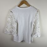 Free The Roses  Shirt Womens Sz XS White Tee Lace Blouse 3/4 Sleeves Romantic New Photo 6