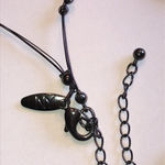 NY Brand Silver Tone Gunmetal Gray Dark Metal Gray Pendant Boho Necklace Photo 4