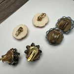 Flower / Bead Cluster Clip On Earrings Vintage 1 Hong Kong 1 West Germany 3 Pr Photo 9