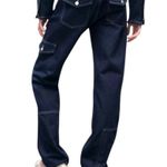 ZARA Women’s Dark Wash Straight Leg Jeans Size 2 / 34 | Cargo Pocket Detail Photo 1