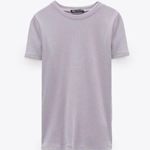 ZARA Ribbed Short Sleeve T-Shirt Light Purple Lilac Photo 0