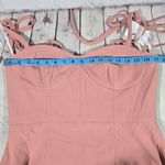 Dessy Collection Bustier Crepe Midi Dress Adjustable Bow Straps Desert Rose 3069 Pink Size 12 Photo 9