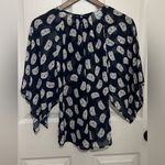 Eshakti  Women’s Navy Blue Cat Print Sheer Kimono Sleeve Top Size 0 Photo 1