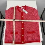 ON 34TH Red Pink White Textured Knit Button Front Cardigan Sweater 2X Photo 6