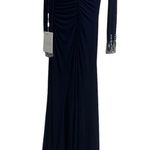 Mac Duggal NEW NWT  One Shoulder Long Sleeve Jersey Gown In Midnight Navy Photo 6