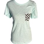 PINK - Victoria's Secret Pink by Victoria's Secret T-Shirt Women's XS Light Blue Striped Pocket Photo 3