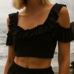 Alice McCALL  black ruffled lace crop top NWT Photo 0