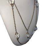 Antique/Vintage Art Deco Flapper Crystal Drop Necklace Long Layered Chain Silver Photo 7