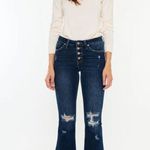 KanCan Jaden Mid Rise Flare Jeans Petite NWT Distressed Flare Jeans Size 9 Blue Photo 0