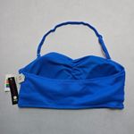 No Boundaries  Blue Ribbed Padded Bandeau Halter Swim Bra Beach Bikini Top Large Photo 1