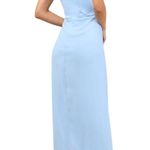 Lulus Glamorous Disposition Light Blue Ruched Maxi Dress size Small NWT Photo 1