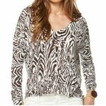 Lilly Pulitzer Brown Zebra V-Neck Sweater Size Small Preppy Y2K Animal Print Photo 0