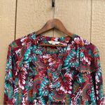 The Pioneer Woman Women’s Shirt Blouse Micro Ruffle Floral Tiered Tunic Size XL Green Photo 4