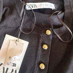 NWT Zara Black Knit Cardigan with Gold Buttons Photo 6