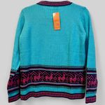 NWT Alpaca Wool Sweater Women’s Cozy & Soft Zip Up Turquoise Cardigan Size Small Blue Photo 2