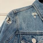 BLANK NYC Jean Jacket Raw Hem Distressed Destroyed Size XS Trucker Denim Coat Photo 4