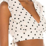 Bardot New  X Revolve Spot Ruffle Top in Oxford Spot. New with Tag. Size Small Photo 0