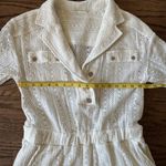 NWOT Boutique Macrame Eyelet Lace Crochet Woven Romper Festival M Wooden Buttons White Size M Photo 5