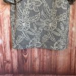 Badgley Mischka  Navy Striped Floral Print Tiered Bell Sleeve Boatneck Dress Sz 4 Photo 3