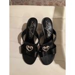 Brighton Women's Black Leather Woven Heart Heeled Sandals Size 7M Photo 1