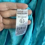 River Island Top Women L Blue Animal Print Tie Neck Classic Long Sleeve Spring Photo 6