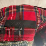 F N Fanny rhinestone embroidered beaded zip up flannel jean jacket cropped m Red Photo 3