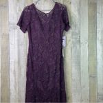 J’s Collections Size 10 Beaded Soutache Evening Gown Dark Plum Short Sle… Purple Photo 3