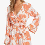 Roxy NWT  Womens New Morning Air Tropical Print Bell Sleeve Romper - Size: XL Photo 0