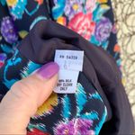 Vintage Gianni multi color over black floral silk single button blazer Pink Size M Photo 8