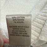 Loft  Ivory Knit Sweater Diamond crochet Stitch Crewneck Size Medium Photo 8