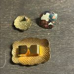 Floral Enamel Cloisonné Earring & Scarf Clip Jewelry Set Green Photo 1