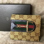 GG Sherry Line Horsebit Trifold Canvas Leather Wallet and GUCCI BOX Mint Photo 0