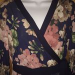 Navy & Pink Floral Gilli Wrap Dress Size Medium Blue Photo 5