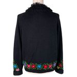 Vintage Y2K Berek Floral Embroidered Cardigan Sweater Size Large Artsy Whimsical Black Photo 1