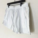 Madewell  Shorts Womens Stripped Poplin 100% Cotton Casual Pull On Blue L NEW‎ Photo 4