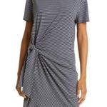 Vince  Striped Side Tie T-Shirt Long Sleeve Midi Dress Black & Cream Size SMALL Photo 0