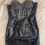 Black leather dress with rhinestones Size L Photo 0