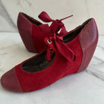 Jeffrey Campbell Vintage Style Red Suede Mary Jane Wedges Size 6 Photo 0